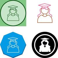 Unique Female Graduate Icon Design vector