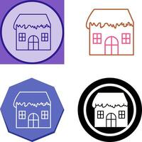 Unique House with Snow Icon Design vector