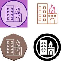 Unique Burning Building Icon Design vector