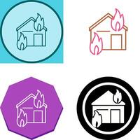 Unique Fire Consuming House Icon Design vector