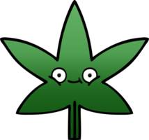 pente ombragé dessin animé de une marijuana feuille png