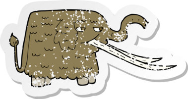 retro distressed sticker of a cartoon woolly mammoth png