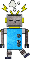 rétro grunge texture dessin animé de une dysfonctionnement robot png