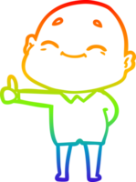 rainbow gradient line drawing of a happy cartoon bald man png