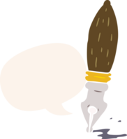 cartoon traditional fountain pen with speech bubble in retro style png