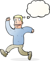 cartoon terrified man with thought bubble png