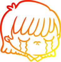 warm gradient line drawing of a cartoon female face png