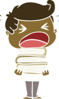 flat color style cartoon shouting man with stack of books png