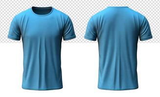 set of plain light blue t-shirt mockup templates with front and back views, generated ai photo