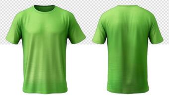 set of plain light green t-shirt mockup templates with front and back views, generated ai photo