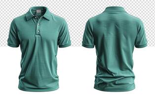 set of plain army green polo t-shirt mockup templates with front and back views, generated ai photo