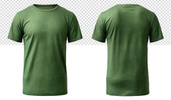 set of plain green t-shirt mockup templates with front and back views, generated ai photo