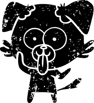 Karikatur Hund mit Zunge kleben aus betrübt Symbol png