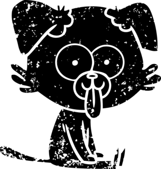 Karikatur Sitzung Hund mit Zunge kleben aus betrübt Symbol png