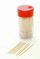 Wooden toothpicks in the packaging photo