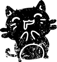 linha rabisco do uma fofa feliz gato babando angustiado ícone png