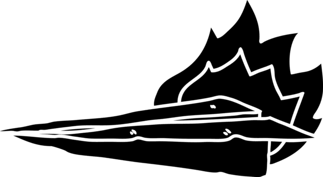 dibujos animados ardiente papel avión sólido negro icono png