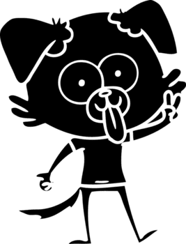 Karikatur Hund mit Zunge kleben aus solide schwarz Symbol png