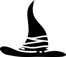 line doodle of a spooky witch hat solid black icon png