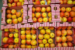 manzanas en el tienda de comestibles. en el supermercado foto