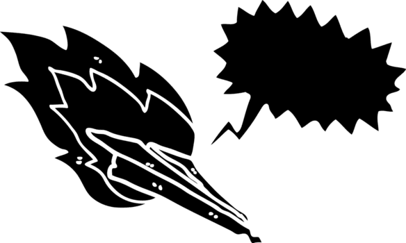 mano dibujado habla burbuja dibujos animados papel avión estrellarse sólido negro icono png