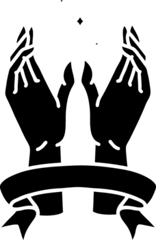 traditionell svart linjearbete tatuering med baner av mystiker händer fast svart ikon png