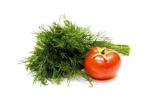 Ripe tomato with juicy fennel photo