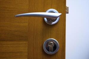 Wooden door with the lock photo