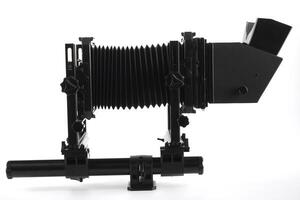 Large format camera front taken from the side. photo