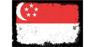 Flat design grunge Singapore flag background vector