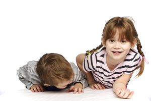 Brother and sister in the studio photo