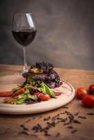 Steak on serving plate photo