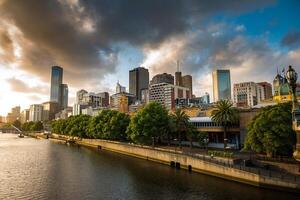 Cityscape image of Melbourne, during summer sunset. - 28 December 2012, Melbourne, Australia. photo