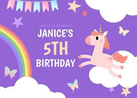 Dreamy Unicorn Themed Birthday Invitation template