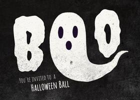 Minimalist Halloween Ball Party Invitation Card Template in Ghost Theme