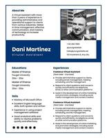 White blue simple modern virtual assistant resume template