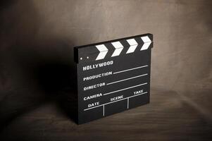 A movie production clapstick board. photo