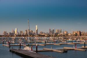 Sunset on St Kilda Pier in Melbourne, Australia. photo