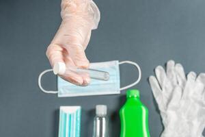 Rubber glove and face protective photo