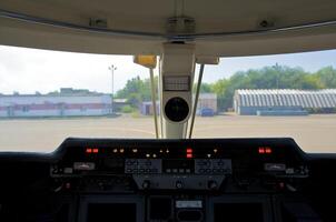 pilot cockpit in an VIP commercial airplane photo