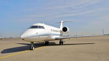 business plane parked at the airport photo