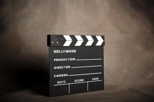 A movie production clapstick board. photo