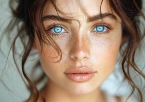 Portrait of woman with captivating beauty and serenity on her face photo