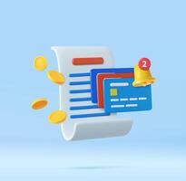 3D bill payment with credit card vector