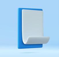 3D White Paper Scroll in Blue Clipboard Isolated. vector