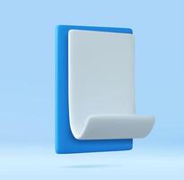 3D White Paper Scroll in Blue Clipboard Isolated. vector