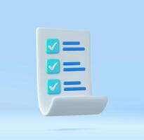 3d White paper task management todo check list vector