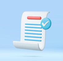 3d White paper task management todo check list vector