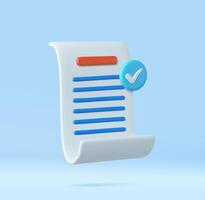 3d White paper task management todo check list vector