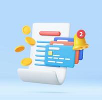 3D bill payment with credit card vector